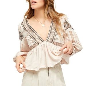Free People Aria Embroidered Blouse